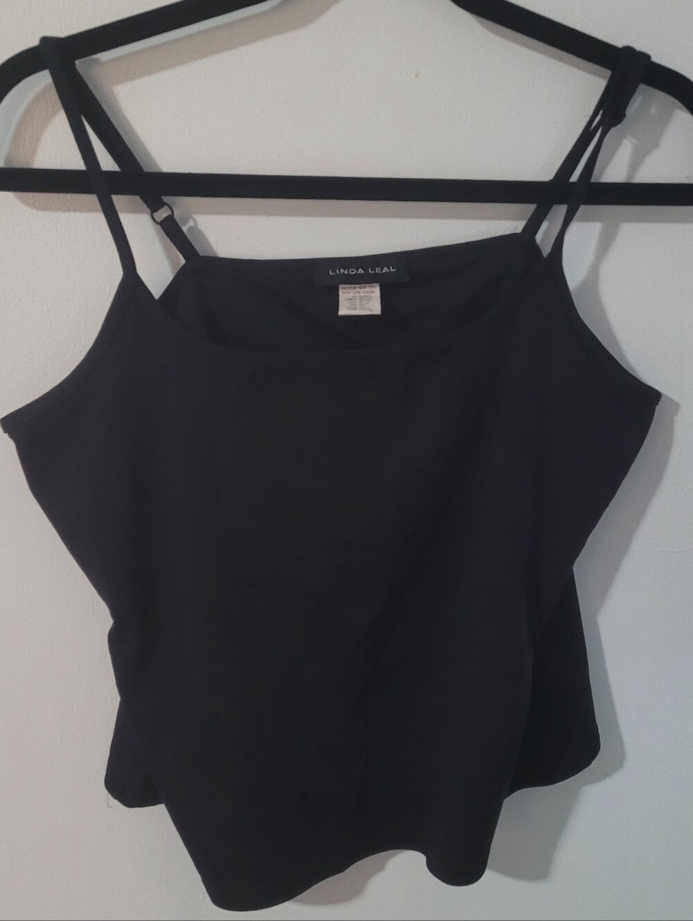 Linda Leal Black Cami Camisole Sz XL Spandex Stretch Adjustable Straps